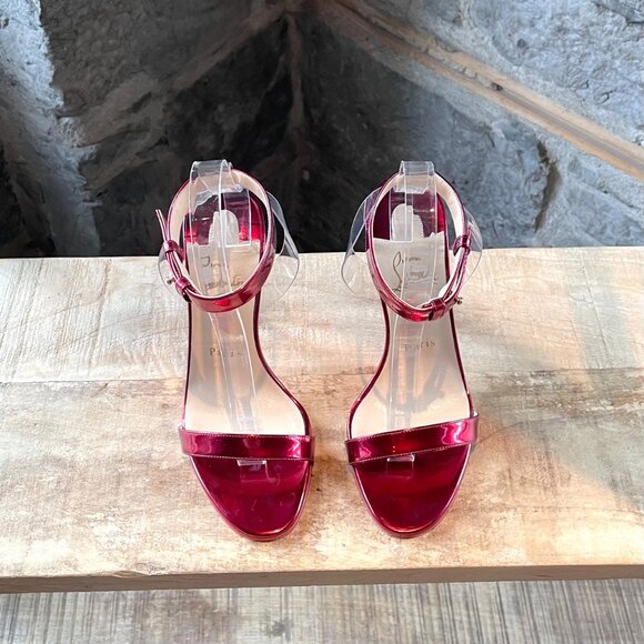 Christian Louboutin Metallic Red Jonatina 100 Sandals - Picture 2 of 10